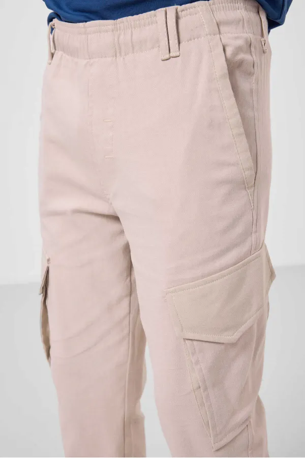 Tommylife Wholesale Standard Fit Woven Lightweight Stretch Chino Boys' Trousers 11271 Stone