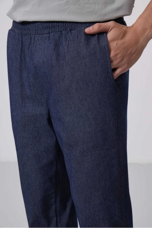 Tommylife Wholesale Standard Fit Woven Lightweight Stretch Chino Pants 82175 Denim Navy Blue