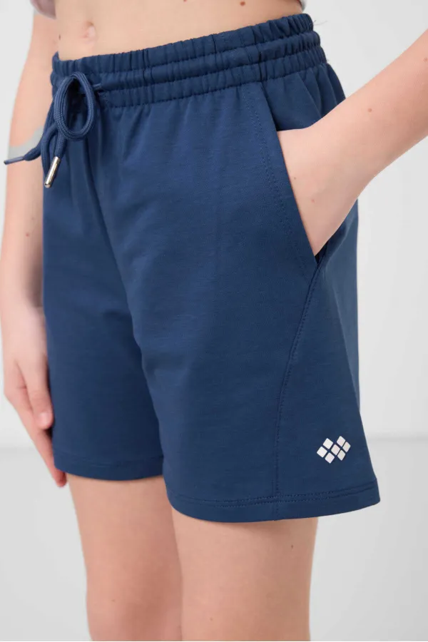 Ensemble short basique pour fille Tommylife en coton doux texturé, coupe standard, référence 75184, couleur écru, Parlement