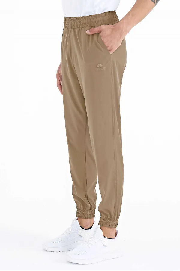 Tommylife Wholesale Beige Men's Basic Sweatpants with Pockets, Drawstring, Comfortable Fit, Elasticated Hem - 84826