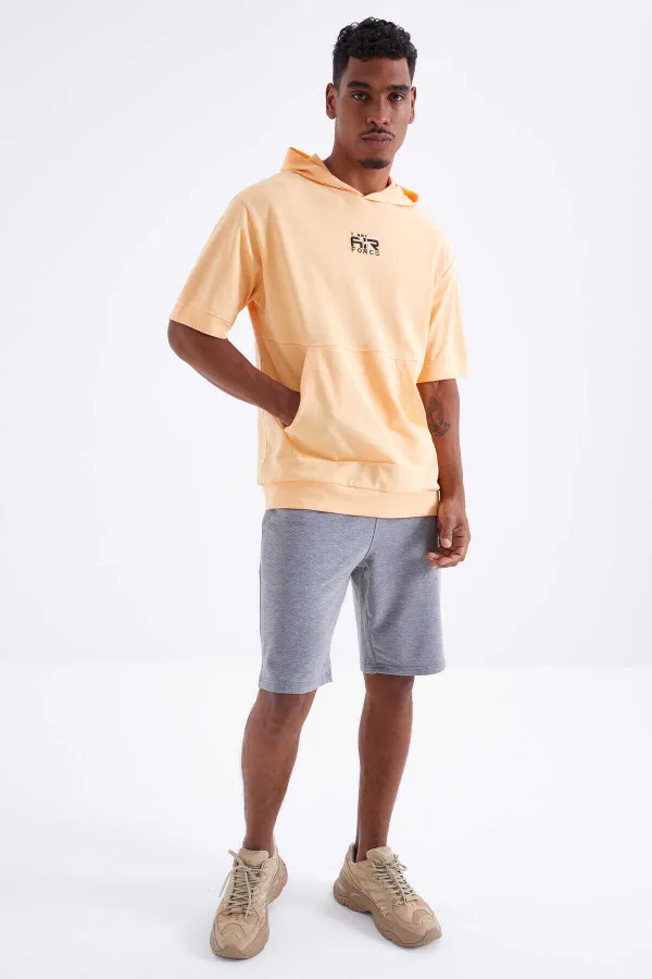 Tommylife Toptan Gri Melanj Bağcıklı Standart Kalıp Basic Erkek Şort - 81212