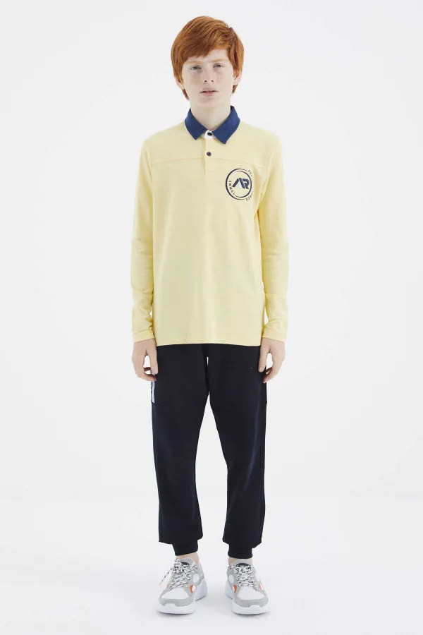 Tommylife Wholesale Waiter Size Polo Collar Standard Fit Basic Boys' Sweatshirt 11172 Yellow