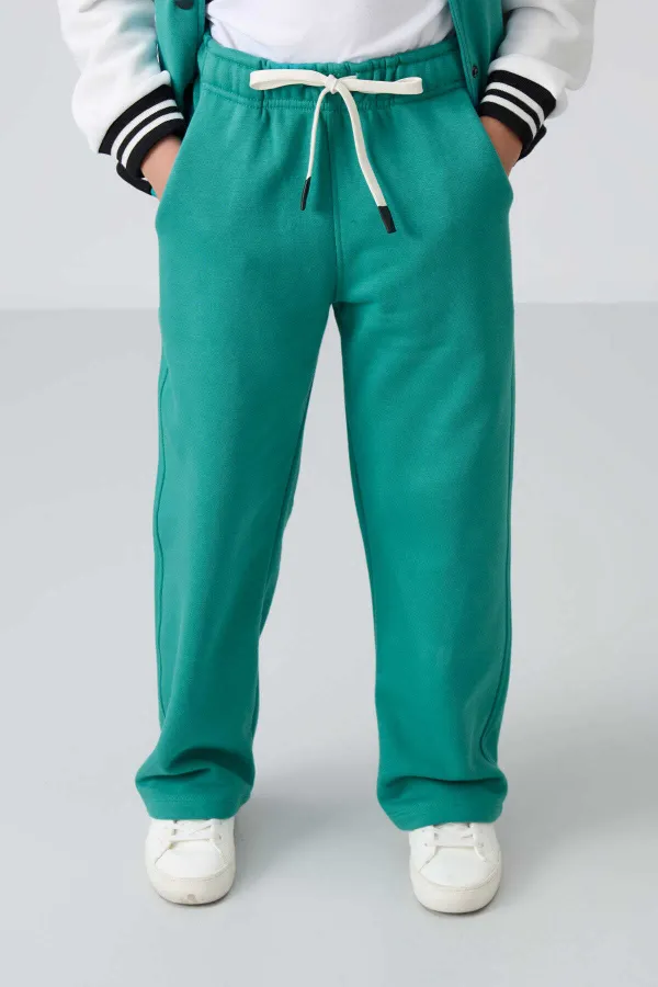 Tommylife Wholesale 7-15 Years Wide Leg Standard Fit Girls' Sweatpants 75146 Navy Green