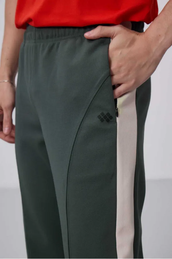 Pantalon palazzo pour homme Tommylife Wholesale, coupe standard, surface texturée, référence 82171, kaki