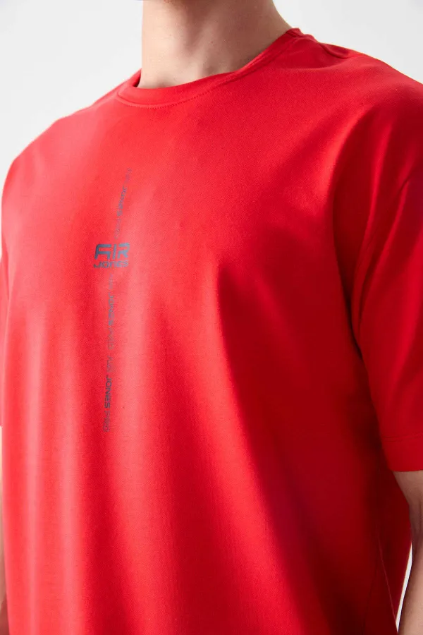 Tommylife Wholesale Crew Neck Oversize Printed Men's T-Shirt 88373 Fiesta