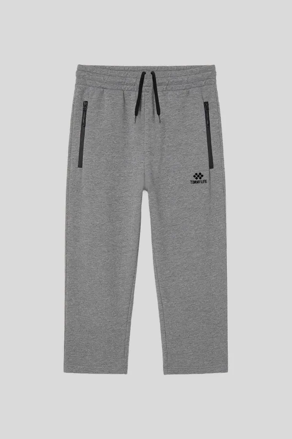 Pantalon Capri classique pour homme Tommylife, gris chiné, avec poche zippée - 83095