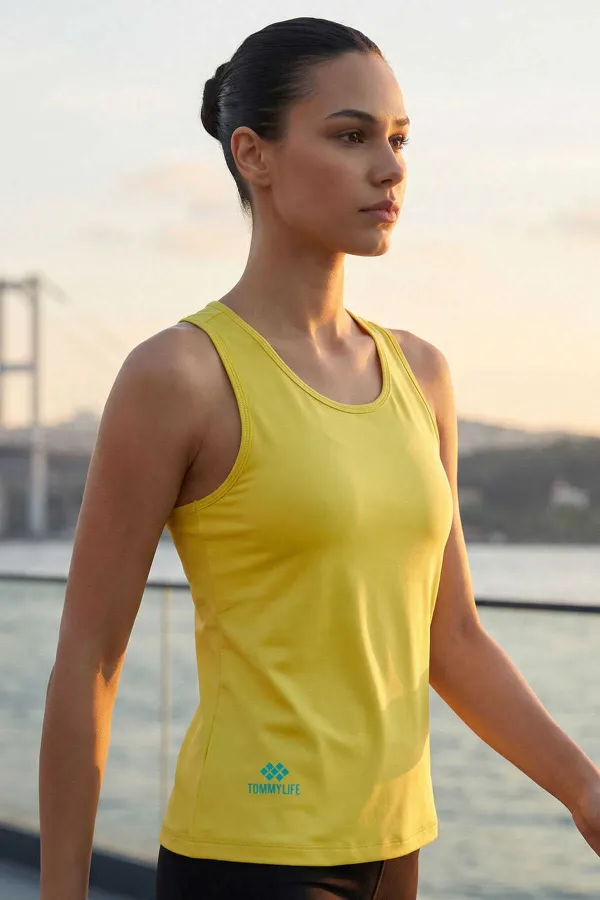Débardeur de sport femme Tommylife Wholesale Lemon, coupe standard, dos croisé - 97296