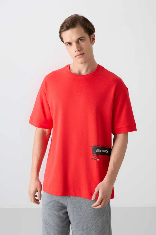 Tommylife Wholesale Crew Neck Oversize Printed Men's T-Shirt 88322 Fiesta