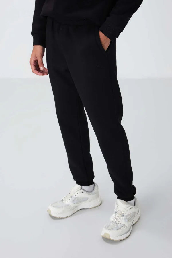 Tommylife Toptan Rahat Kalıp Basic Erkek Eşofman Takım 85265 Siyah