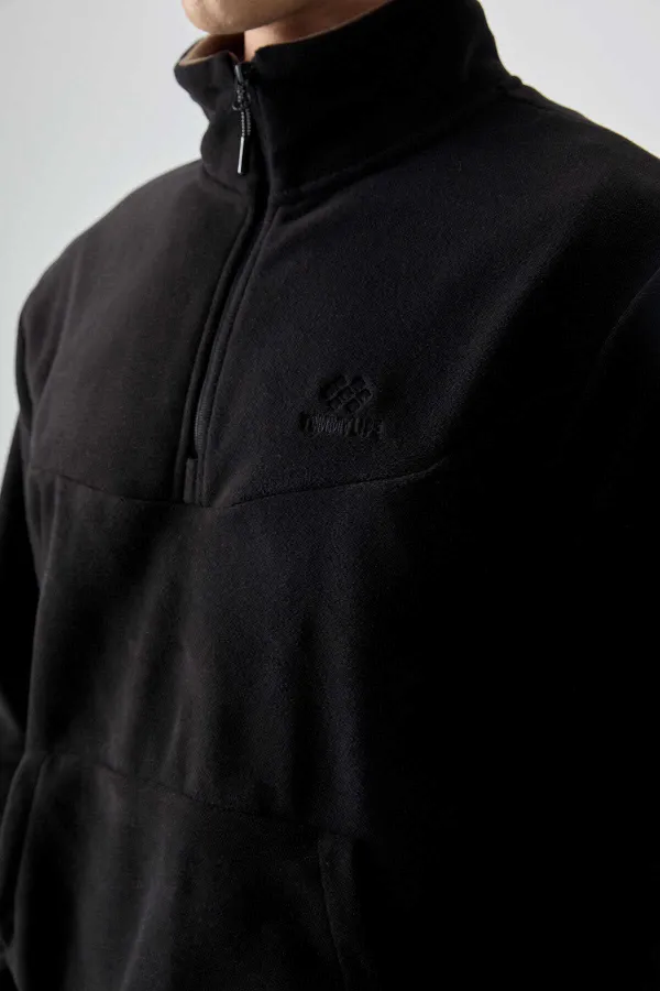 Tommylife Toptan Standart Kalıp Yarım Fermuar Polar Erkek Eşofman Takımı 85159 Siyah