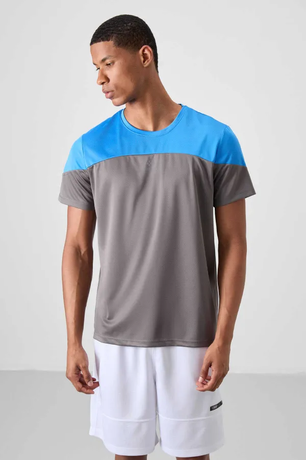 Tommylife Toptan O Yaka Standart Kalıp Aktif Spor Erkek T-Shirt 88386 Koyu Gri