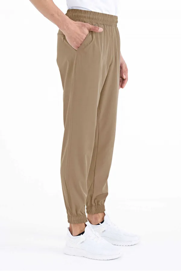 Tommylife Wholesale Beige Men's Basic Sweatpants with Pockets, Drawstring, Comfortable Fit, Elasticated Hem - 84826