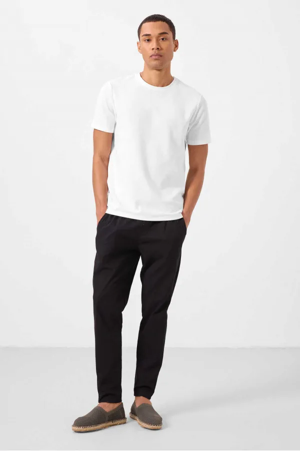 Tommylife Wholesale Standard Fit Woven Lightweight Stretch Chino Men's Trousers 82179 Black