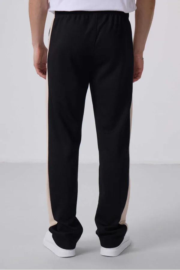 Pantalon palazzo pour homme Tommylife Wholesale, coupe standard, surface texturée, référence 82171, noir et beige