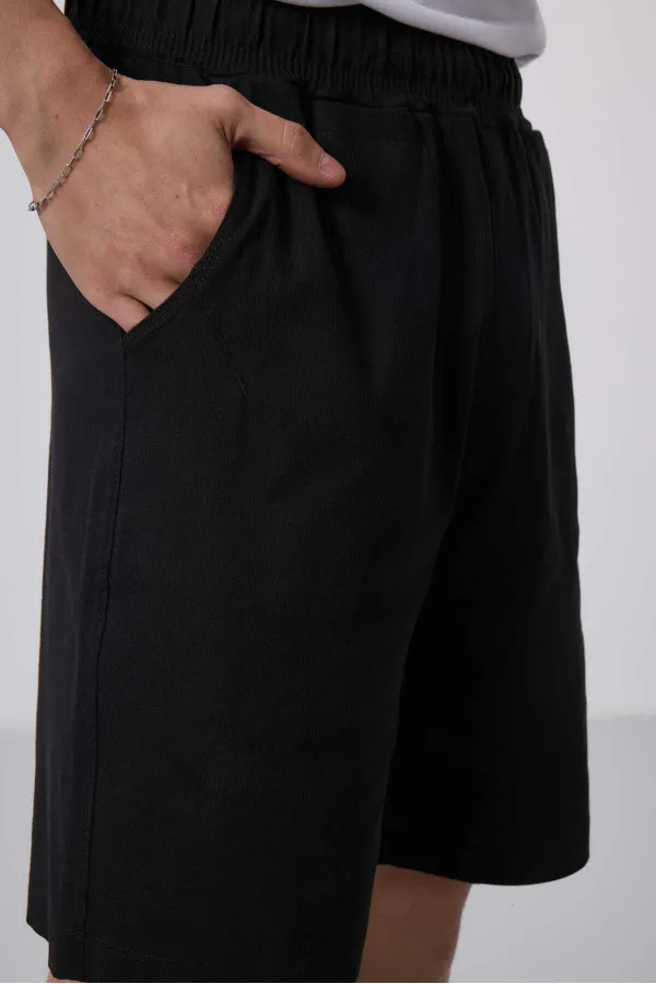 Short chino extensible léger, coupe standard, tissé, Tommylife Wholesale 81290 Noir