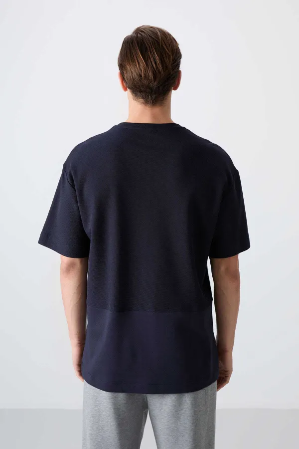 Tommylife Toptan O Yaka Oversize Basic Erkek T-Shirt 88337 Lacivert