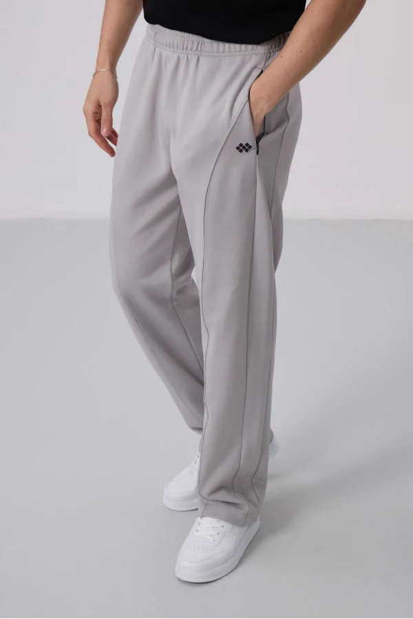 Pantalon palazzo pour homme Tommylife Wholesale, coupe standard, surface texturée, référence 82171, couleur pierre