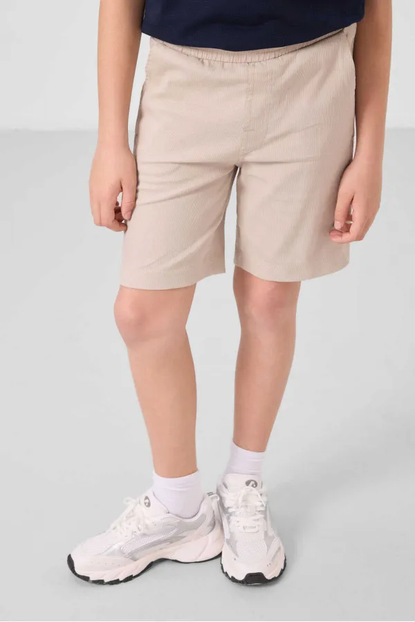 Tommylife Toptan Pamuklu Oversize Fit Dokuma Hafif Esnek Chino Erkek Çocuk Şort Takım 11279 Lacivert-Taş