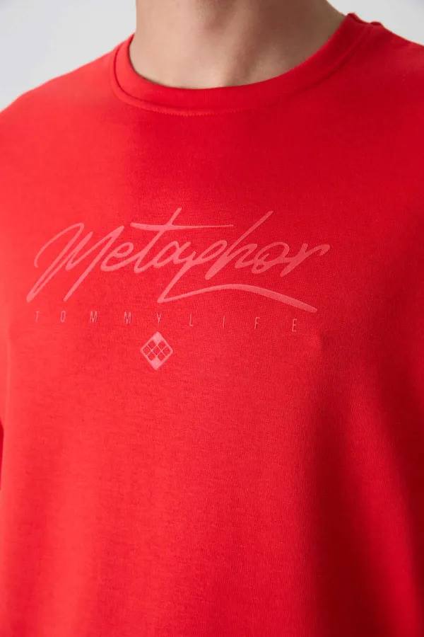 Tommylife Toptan O Yaka Oversize Baskılı Erkek T-Shirt 88320 Fiesta