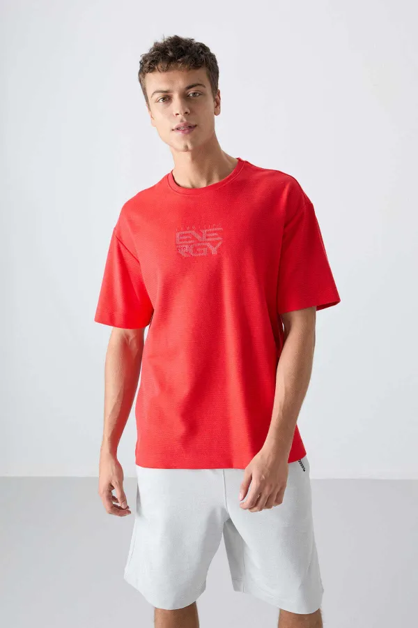 Tommylife Wholesale Crew Neck Oversize Printed Men's T-Shirt 88336 Fiesta