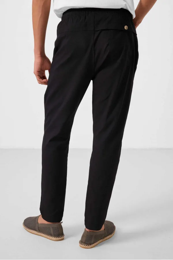 Tommylife Wholesale Standard Fit Woven Lightweight Stretch Chino Men's Trousers 82179 Black