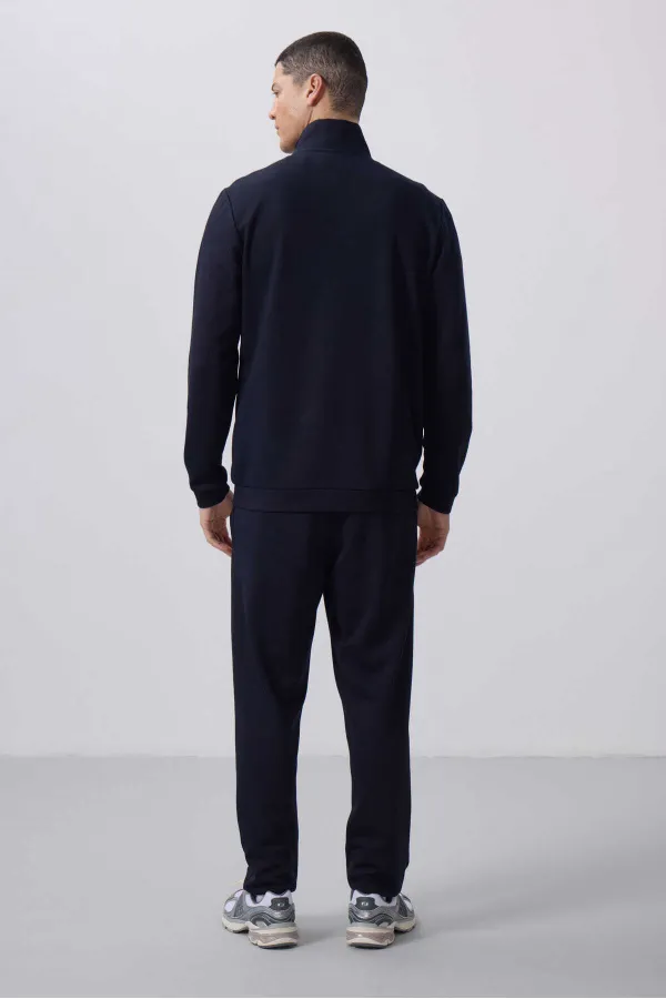 Tommylife Wholesale Textured Surface Comfortable Fit Men's Tracksuit Set 85273 Navy Blue