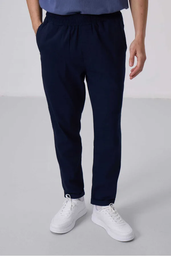 Tommylife Toptan Standart Fit Dokuma Hafif Esnek Chino Pantolon 82175 Lacivert