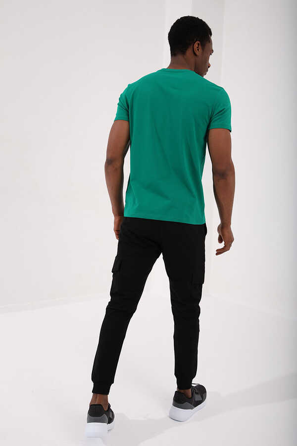 T-shirt basique Tommylife pour homme, col en V, coupe standard, vert foncé, référence 87912.