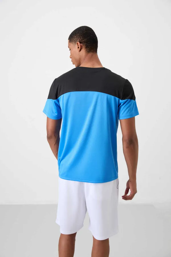 Tommylife Toptan O Yaka Standart Kalıp Aktif Spor Erkek T-Shirt 88386 Saks