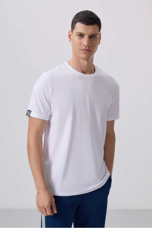 T-shirt basique Tommylife Wholesale à col rond et coupe standard pour homme, référence 87911, blanc