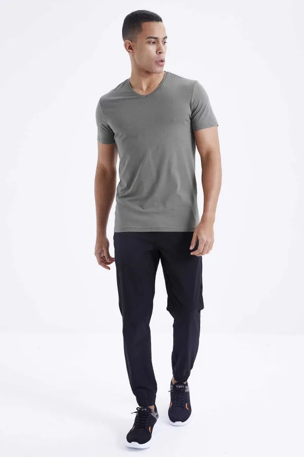 T-shirt basique Tommylife pour homme, col V, coupe standard, référence 87912 Çağla (vente en gros)