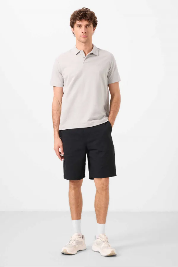 Short chino extensible léger, coupe standard, tissé, Tommylife Wholesale, noir, référence 81291