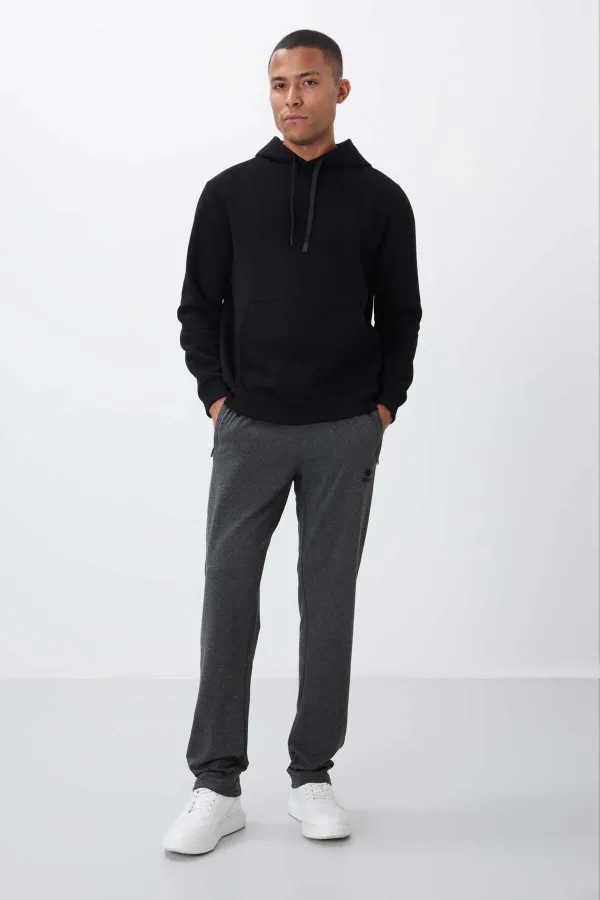 Tommylife Toptan Dar Kalıp Klasik Paça Erkek Eşofman Alt 84669 Antrasit Melanj