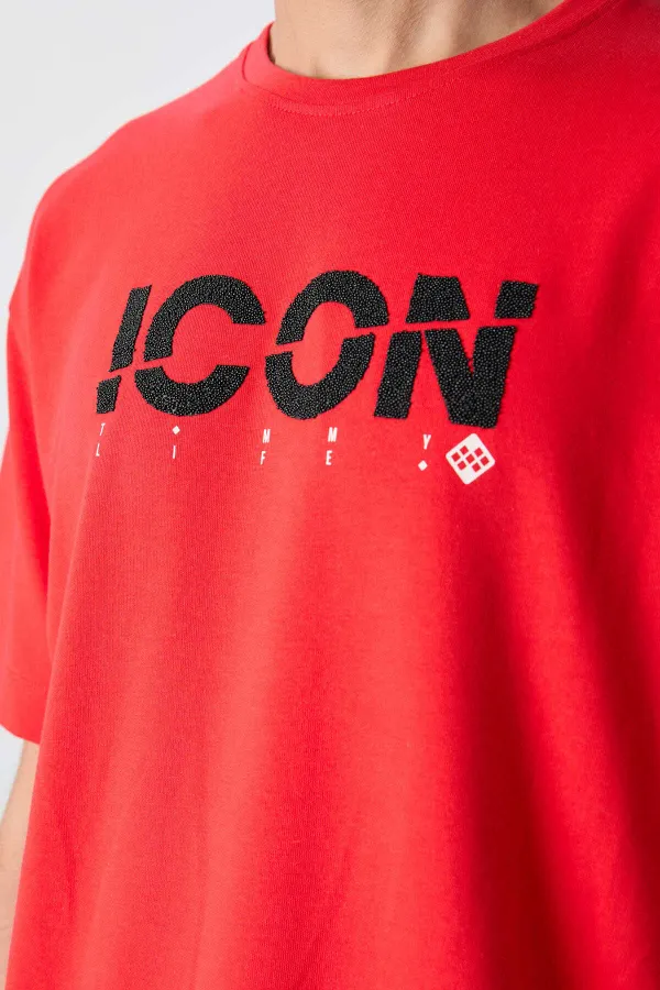 Tommylife Toptan O Yaka Oversize Baskılı Erkek T-Shirt 88331 Fiesta