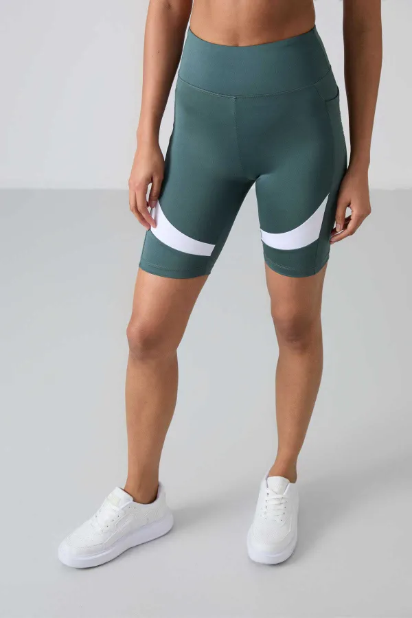 Leggings motardes taille haute Tommylife pour femmes, vert forêt, référence 91012 (vente en gros)