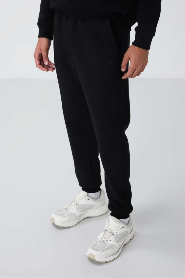 Tommylife Toptan Rahat Kalıp Basic Erkek Eşofman Takım 85265 Siyah