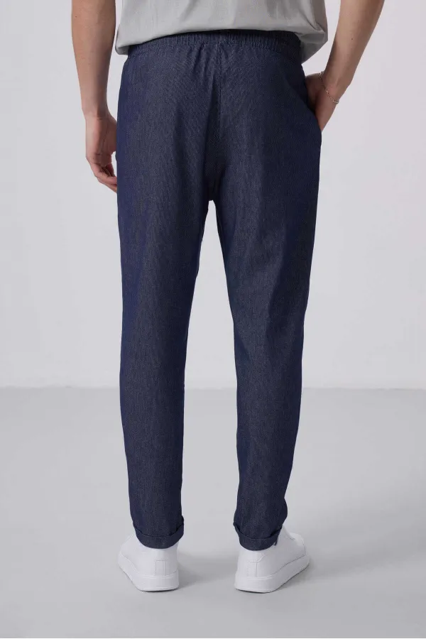 Tommylife Wholesale Standard Fit Woven Lightweight Stretch Chino Pants 82175 Denim Navy Blue