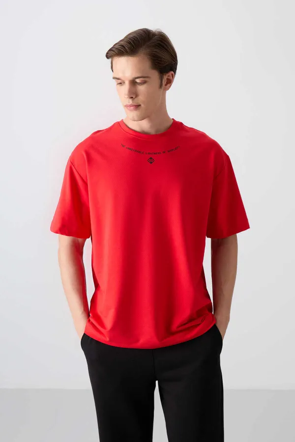 Tommylife Toptan O Yaka Oversize Baskılı Erkek T-Shirt 88343 Fiesta
