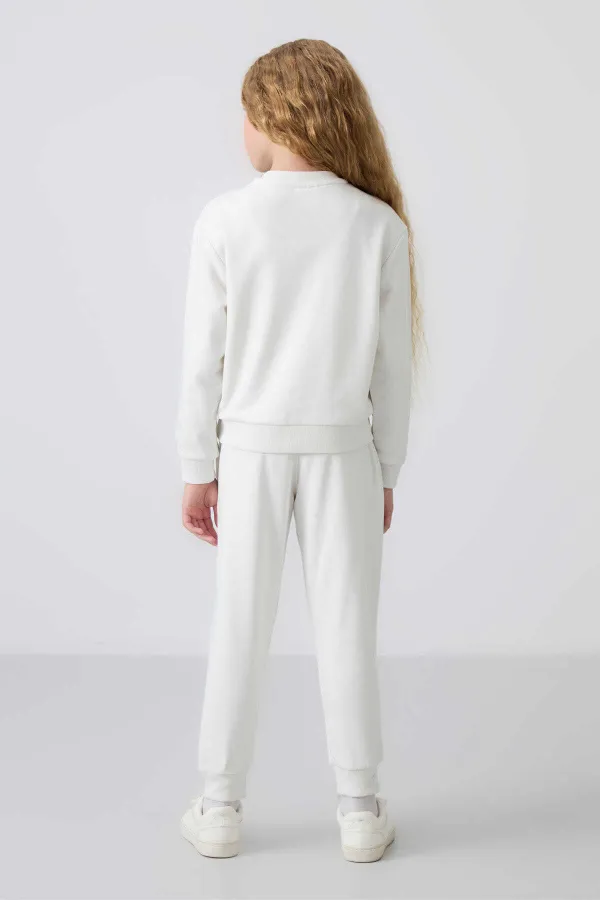 Ensemble de survêtement Tommylife Wholesale pour filles de 3 à 9 ans, col rond, taille oversize, réf. 75145, écru