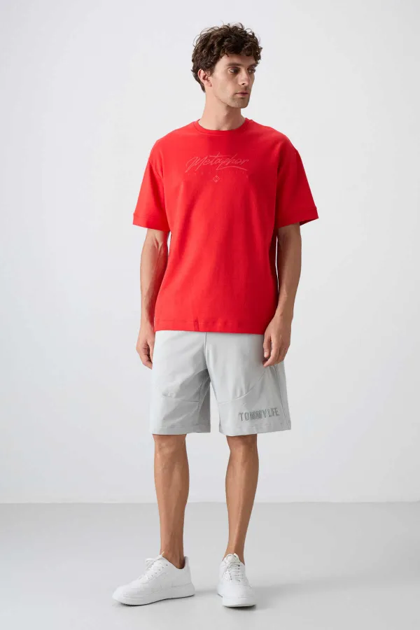 Tommylife Toptan O Yaka Oversize Baskılı Erkek T-Shirt 88320 Fiesta