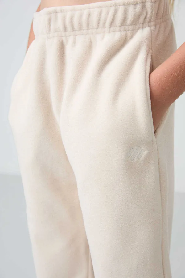 Tommylife Toptan 7-15 Yaş Jogger Standart Kalıp Kız Çocuk Eşofman Alt 75155 Bej