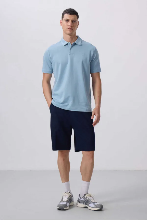 Short chino extensible léger, coupe standard, tissé, Tommylife Wholesale 81290 Bleu marine