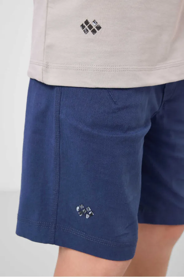 Tommylife Toptan Pamuklu Oversize Fit Dokuma Hafif Esnek Chino Erkek Çocuk Şort Takım 11277 Taş-Parlament