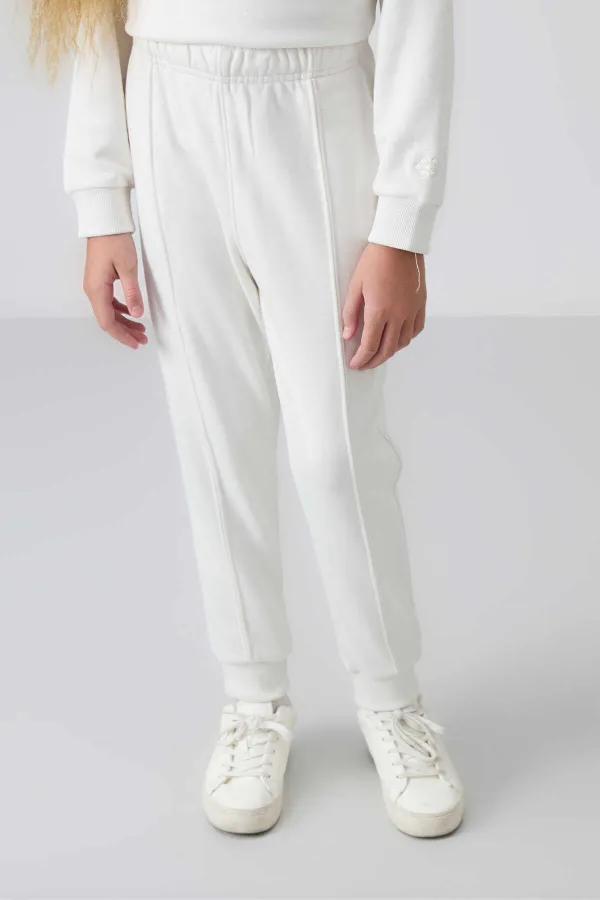 Ensemble de survêtement Tommylife Wholesale pour filles de 3 à 9 ans, col rond, taille oversize, réf. 75145, écru