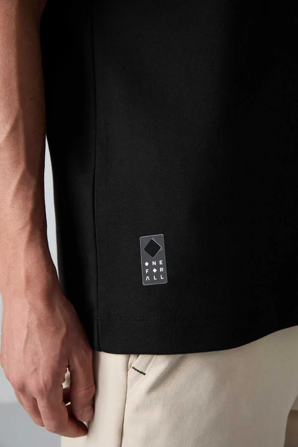 Tommylife Toptan O Yaka Oversize Baskılı Erkek T-Shirt 88325 Siyah