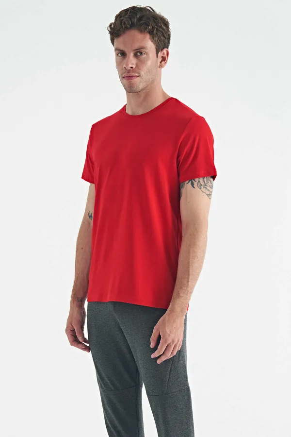 Tommylife Wholesale Calvin Klein Crew Neck Standard Fit Basic Men's T-Shirt 88245 Red