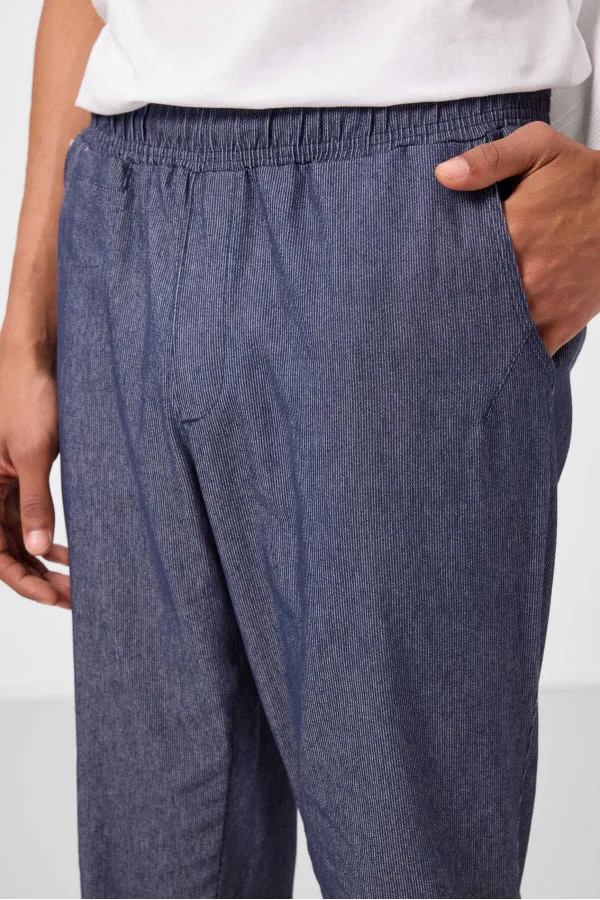 Jean chino extensible léger, coupe standard, tissé, Tommylife Wholesale, bleu marine, référence 82177