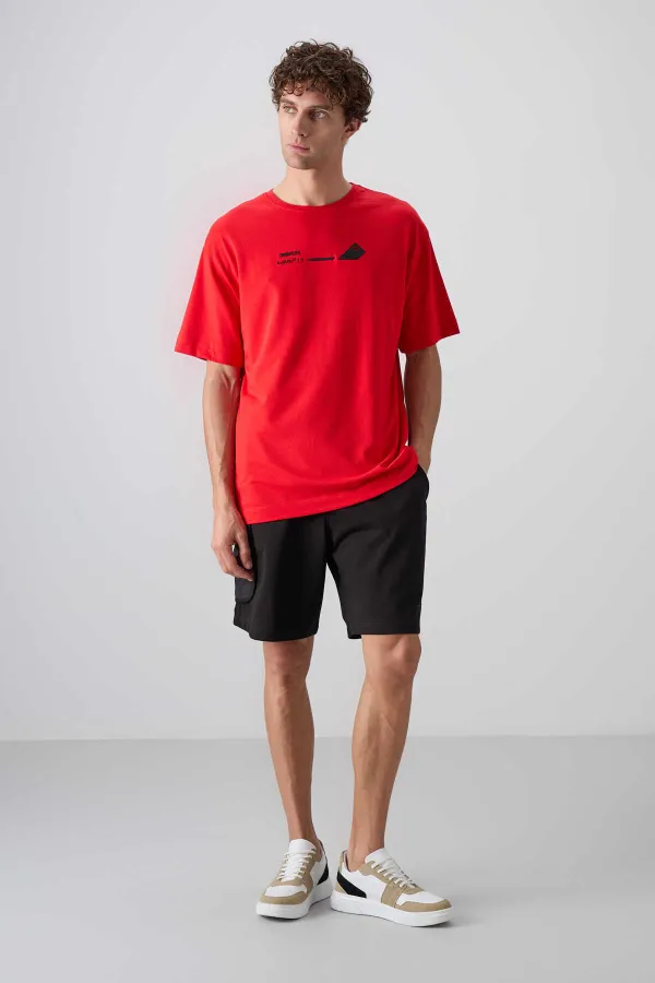 Tommylife Toptan O Yaka Oversize Baskılı Erkek T-Shirt 88330 Fiesta