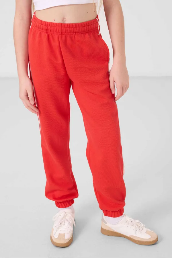 Tommylife Wholesale Crew Neck Printed Elasticated Hem Standard Fit Girls' Tracksuit Set 75186 Ecru Fiesta