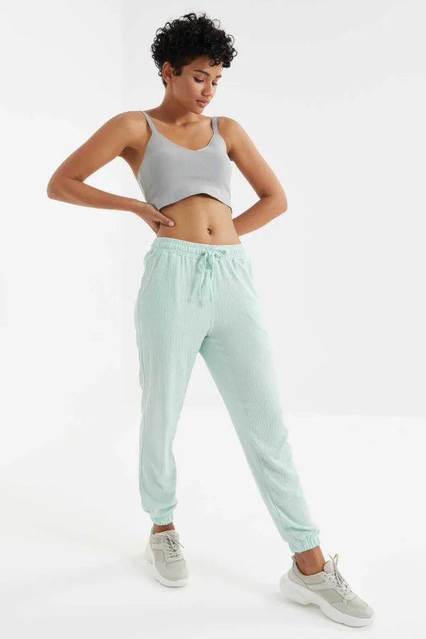 Pantalon de jogging Tommylife Wholesale vert aqua à cordon de serrage pour femme - 94620